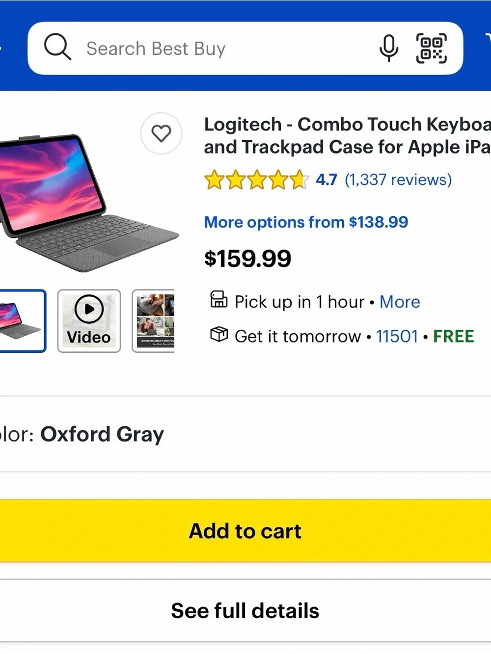 LIKE NEW Folio Touch Keyboard Case for Apple IPad Air (5th generation)  - Gray